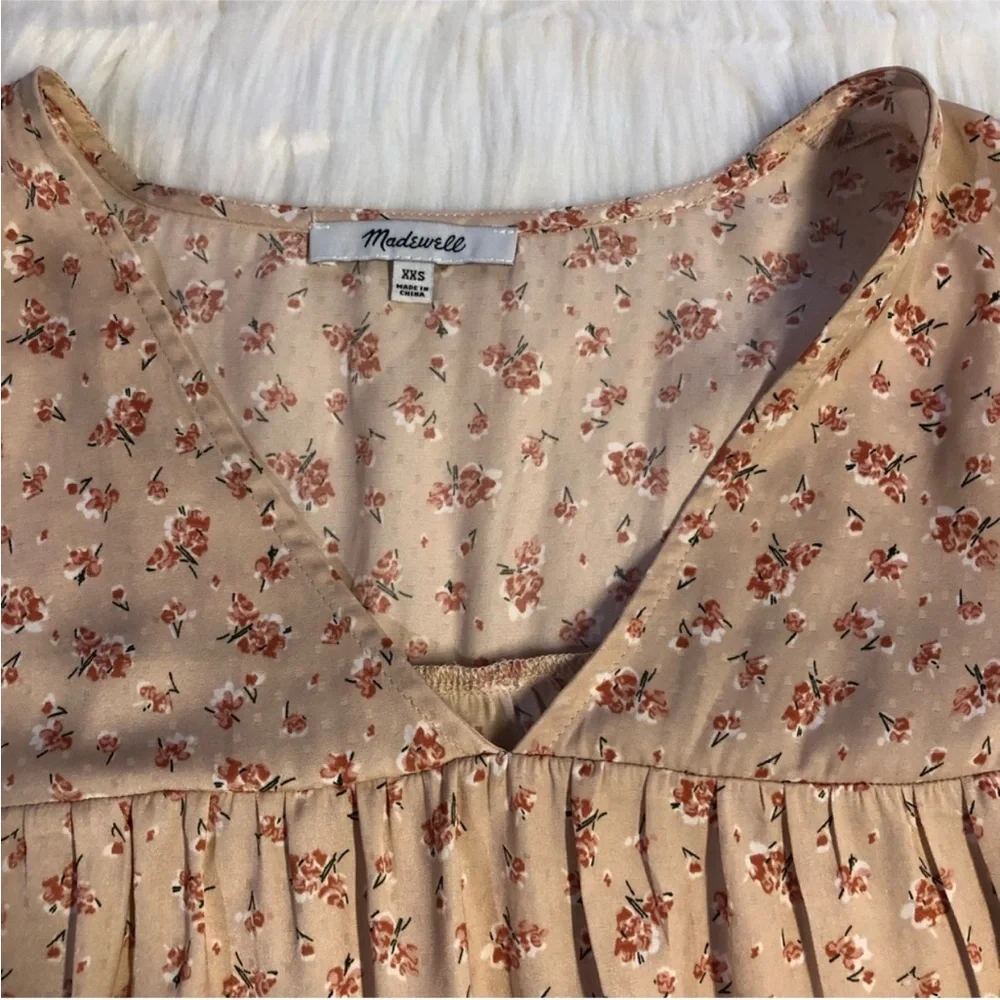 Madewell Satin Puff Sleeve Floral Print Blouse | Size Extra Extra Small